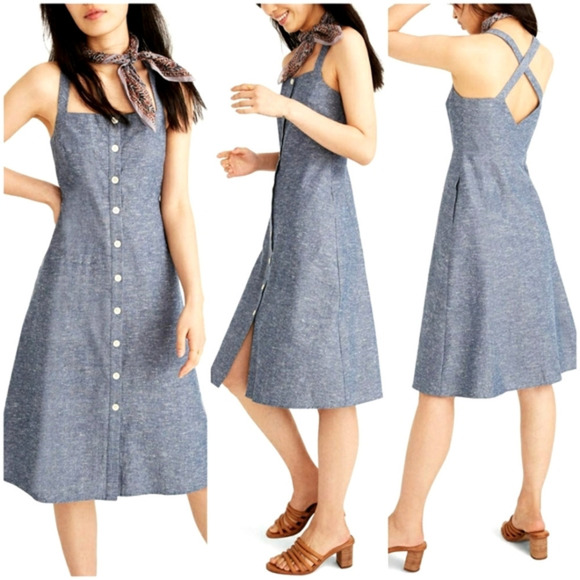 MADEWELL Button Front Chambray Tank Dress - Picture 1 of 9